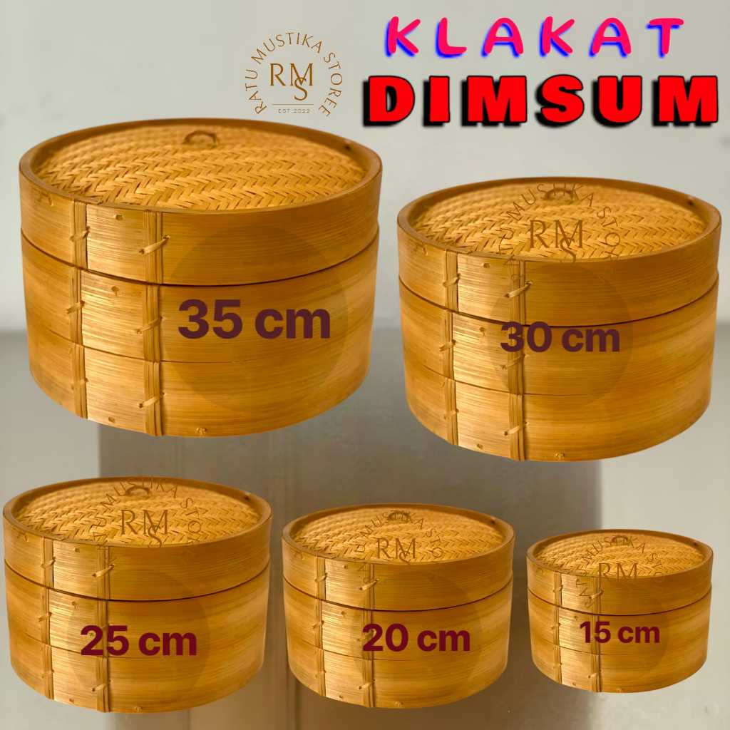 Klakat bambu dimsum (2 wadah 1 tutup) Wadah dimsum kukusan dimsum bambu