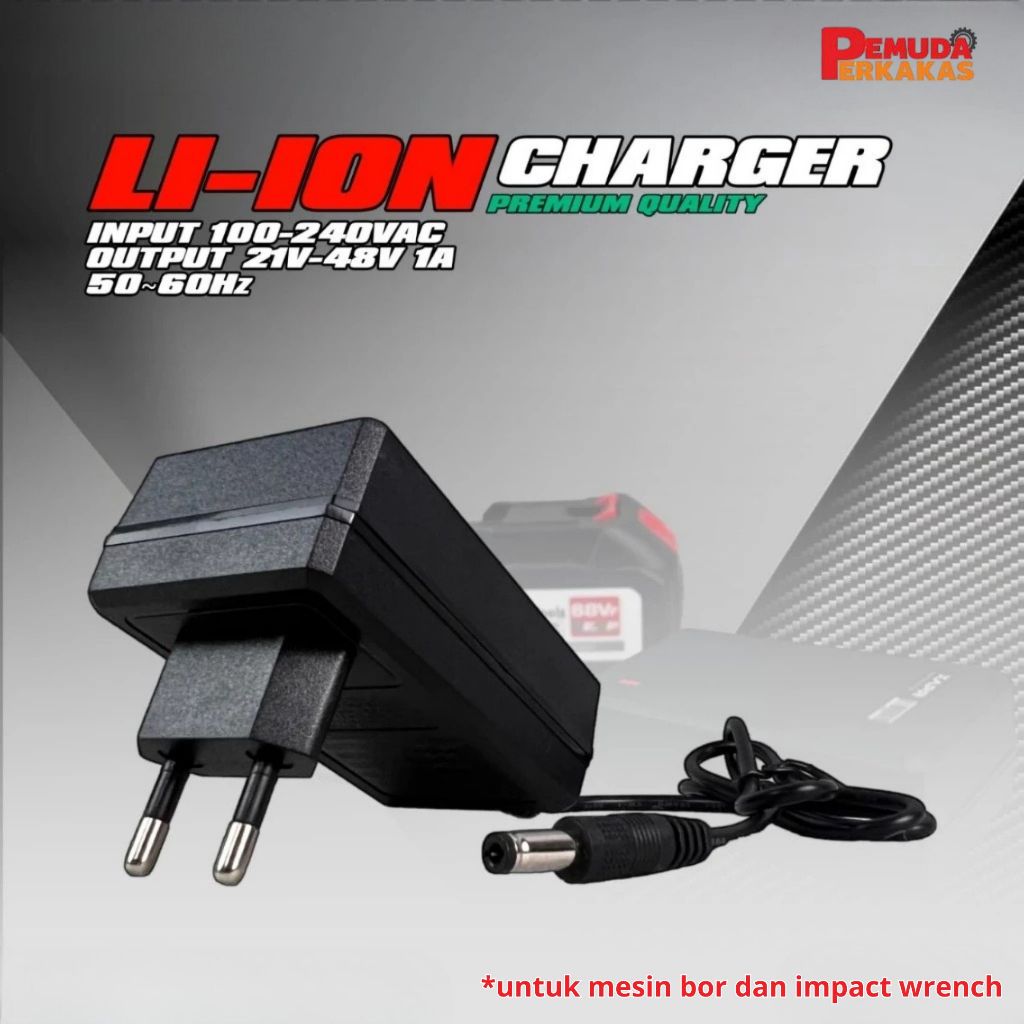 Adaptor Charger Cas Mesin Bor Cordless Drill 21V - 12V Charger Bor Cordless Adaptor Charger Mesin