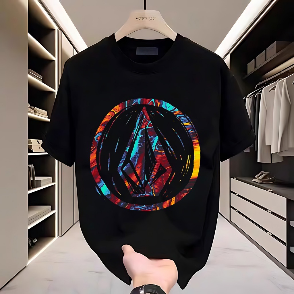 【kaos pria original】Baju Kaos Kaos Hitam dengan Logo Bunga Premium-Import// fit Kaos//Baju Kaos Bran