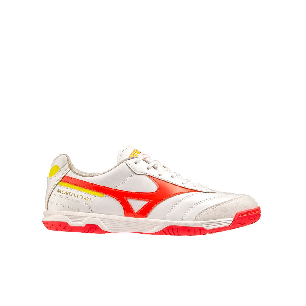 MIZUNO SEPATU FUTSAL MORELIA SALA CLASSIC IN - WHITE/FIERY CORAL 2/BOLT 2 MIZQ1GA230264
