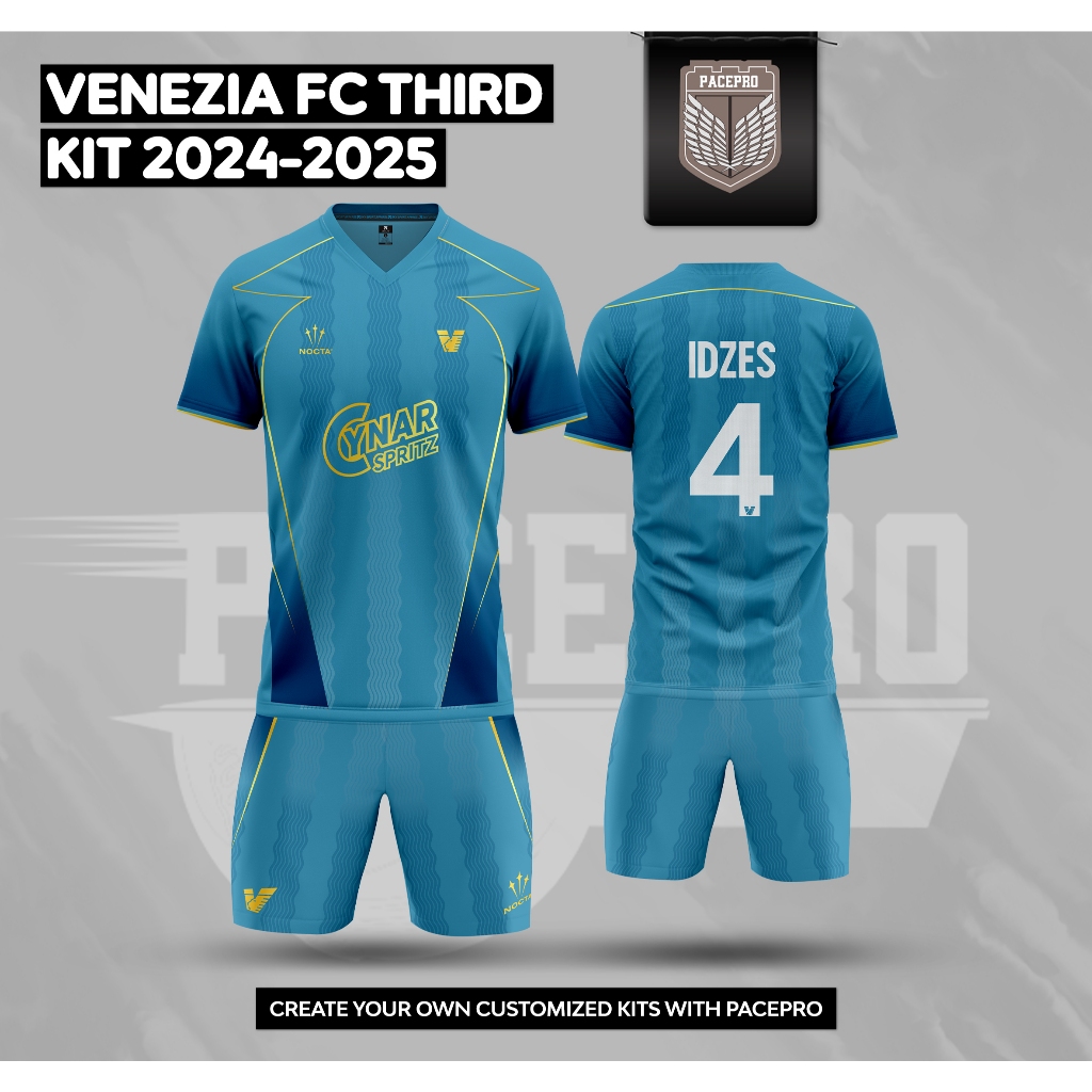 Jersey Bola Premium Venezia FC 2024 Custom Nama & No Punggung