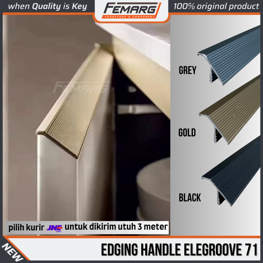 edging handle bolden aluminium FEMARG | profil alumunium gagang pintu lemari edging