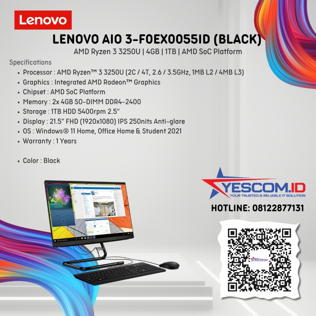 PC Lenovo IdeaCentre AIO 3-F0EX0055ID (black)