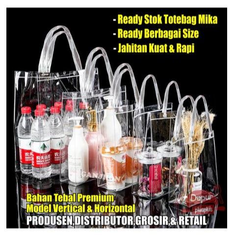 

Tas Mika PVC Polos | Goodie Bag Hampers | Gift Bag | Goody bag | Godiebag | Tote bag | Totebag / Tas Mika Transparan