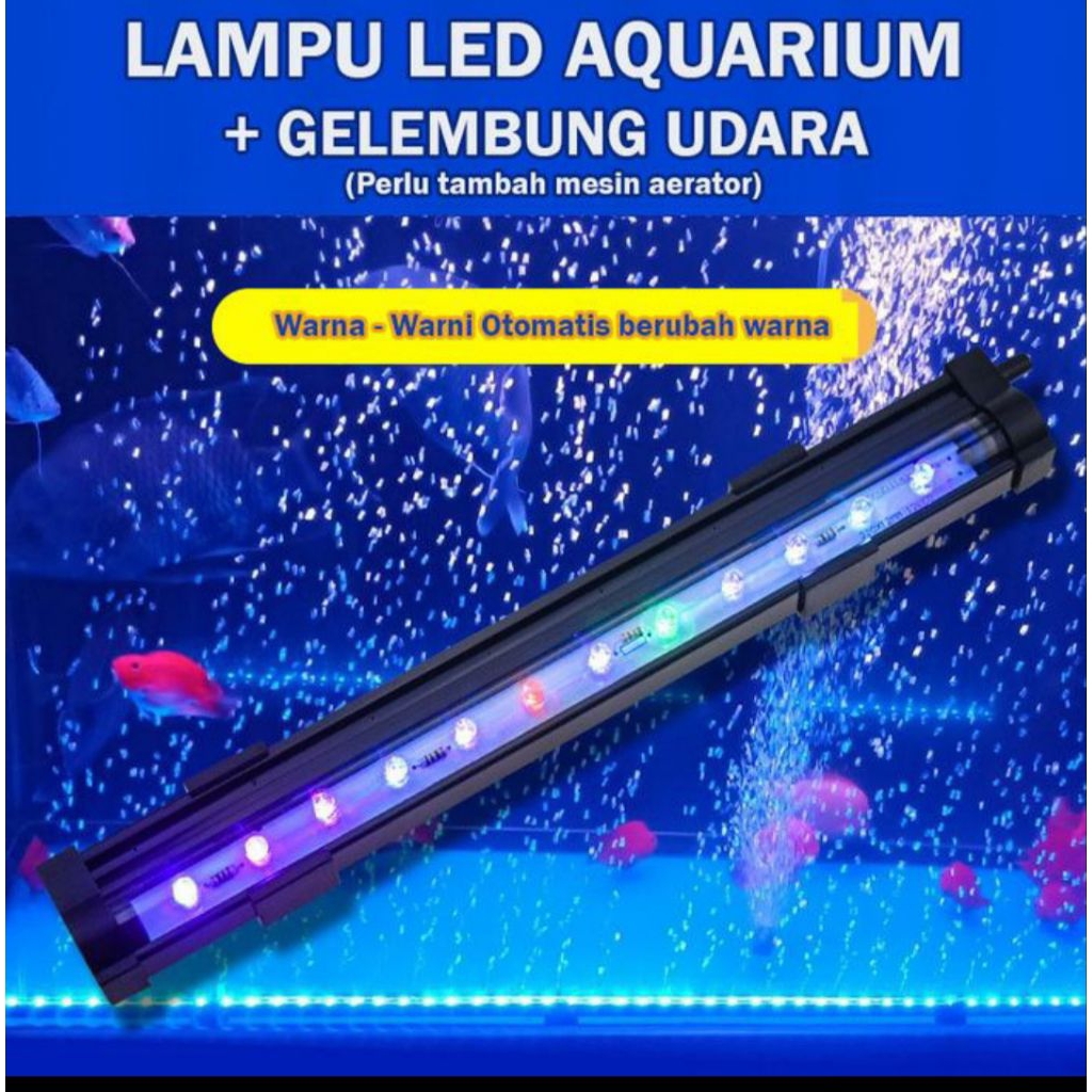 LAMPU CELUP AQUARIUM BATU AERATOR LAMPU GELEMBUNG AQUARIUM GANTI WARNA AQUARIUM LAMP DENGAN GELEMBUN