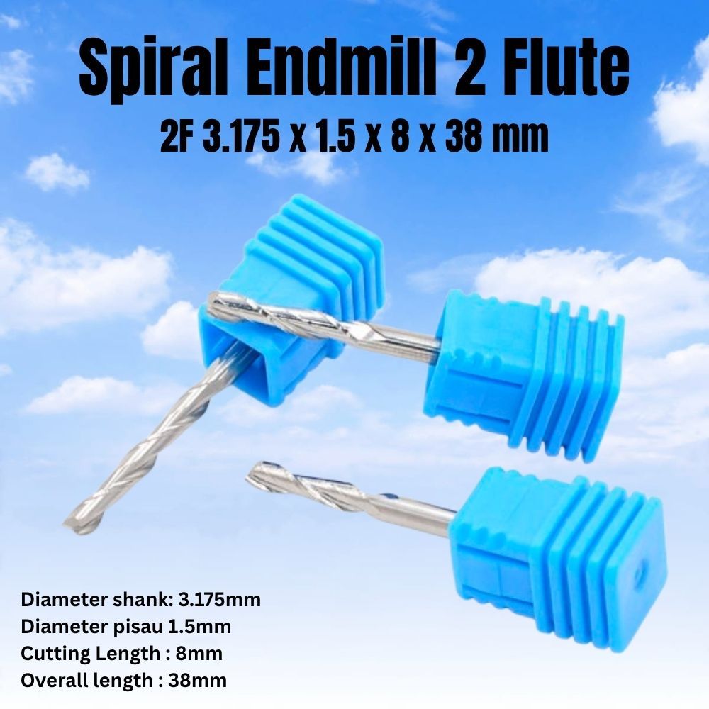 Spiral End Mill 1.5 mm 2Flute Carbide endmill spiral 1.5mm
