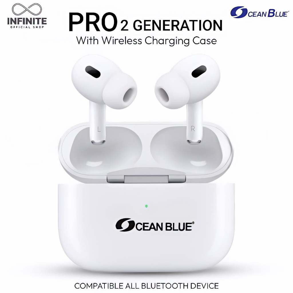Earphone Headset Bluetooth TWS Iphone OCEANBLUE Pods PRO 2 Charging Case Pods Android Handsfree Hp