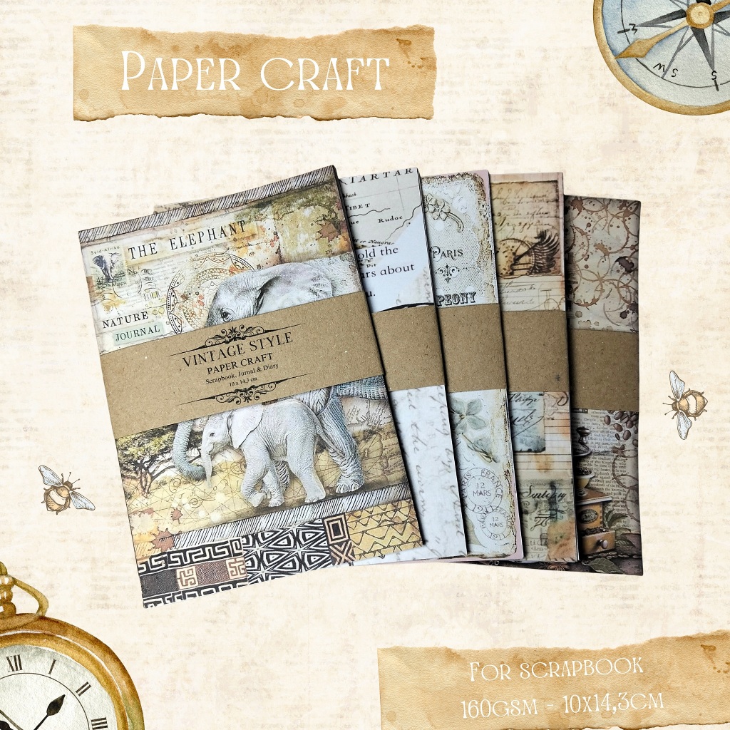 

PAPER CRAFT - [ 10pc ] Kertas Scrapbook Jurnal Theme Vintage Style