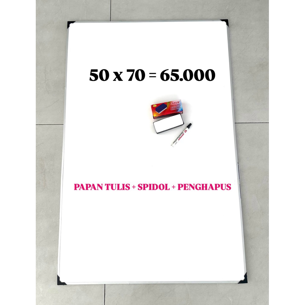 

Papan Tulis Ukuran 50 x 70 Lengkap Spidol dengan Penghapus Papan Tulis