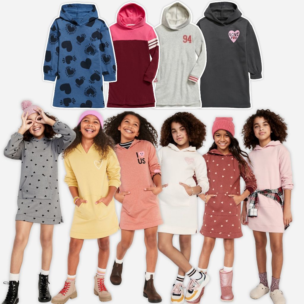 Dress Sweatshirt Hoodie Tunik Anak Perempuan Remaja Tanggung Lengan Panjang 5 - 16 Tahun