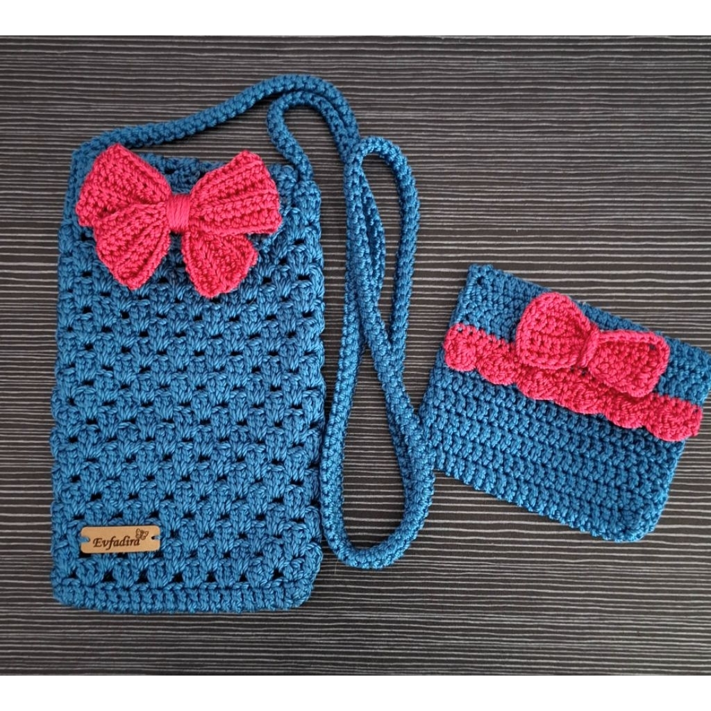 tas hp + dompet rajut handmade