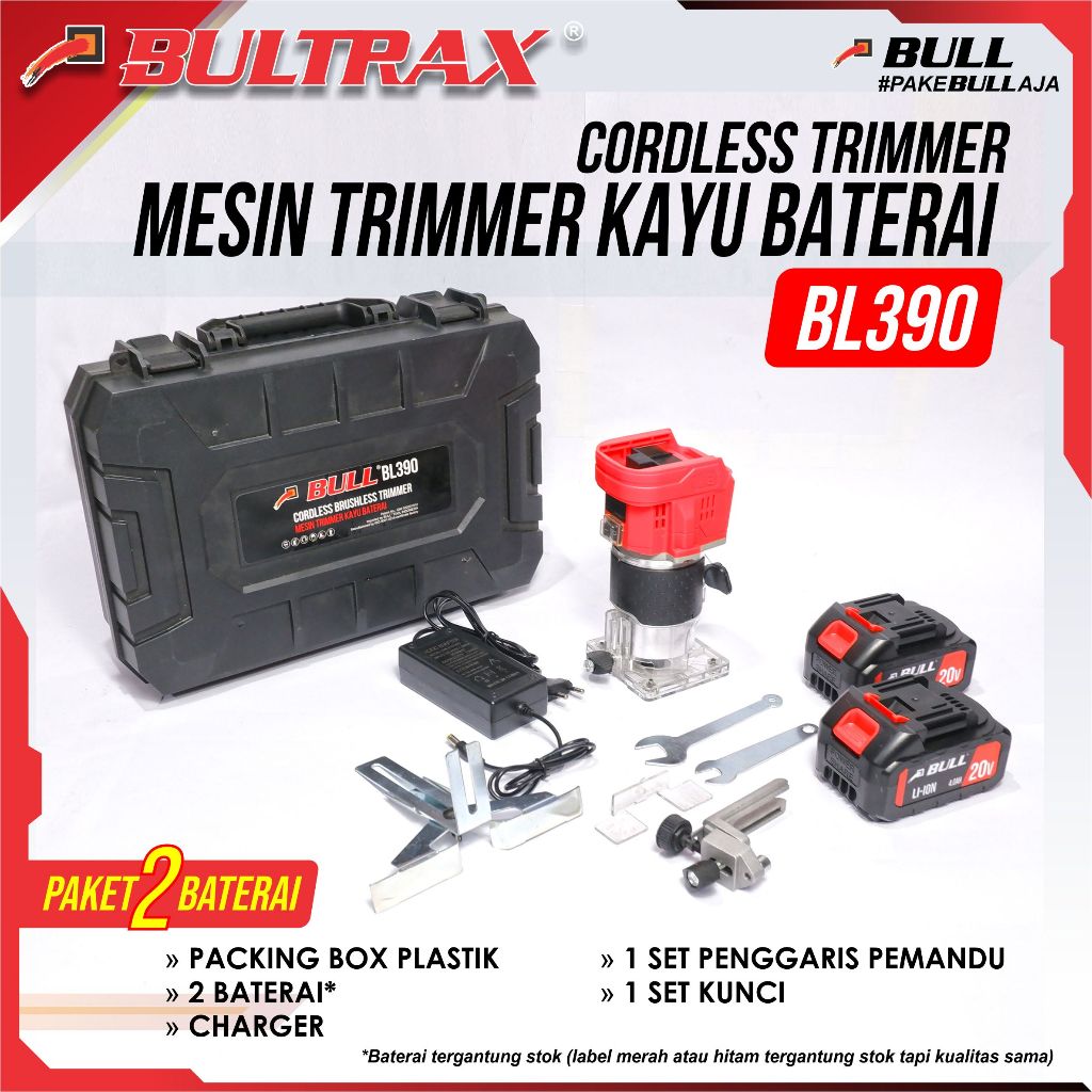 Bull mesin trimmer kayu baterai BL390 kuat bagus cordless wood trimmer