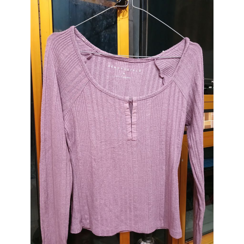 [PRELOVED] Aeropostale Purple Henley Long Sleeve Top