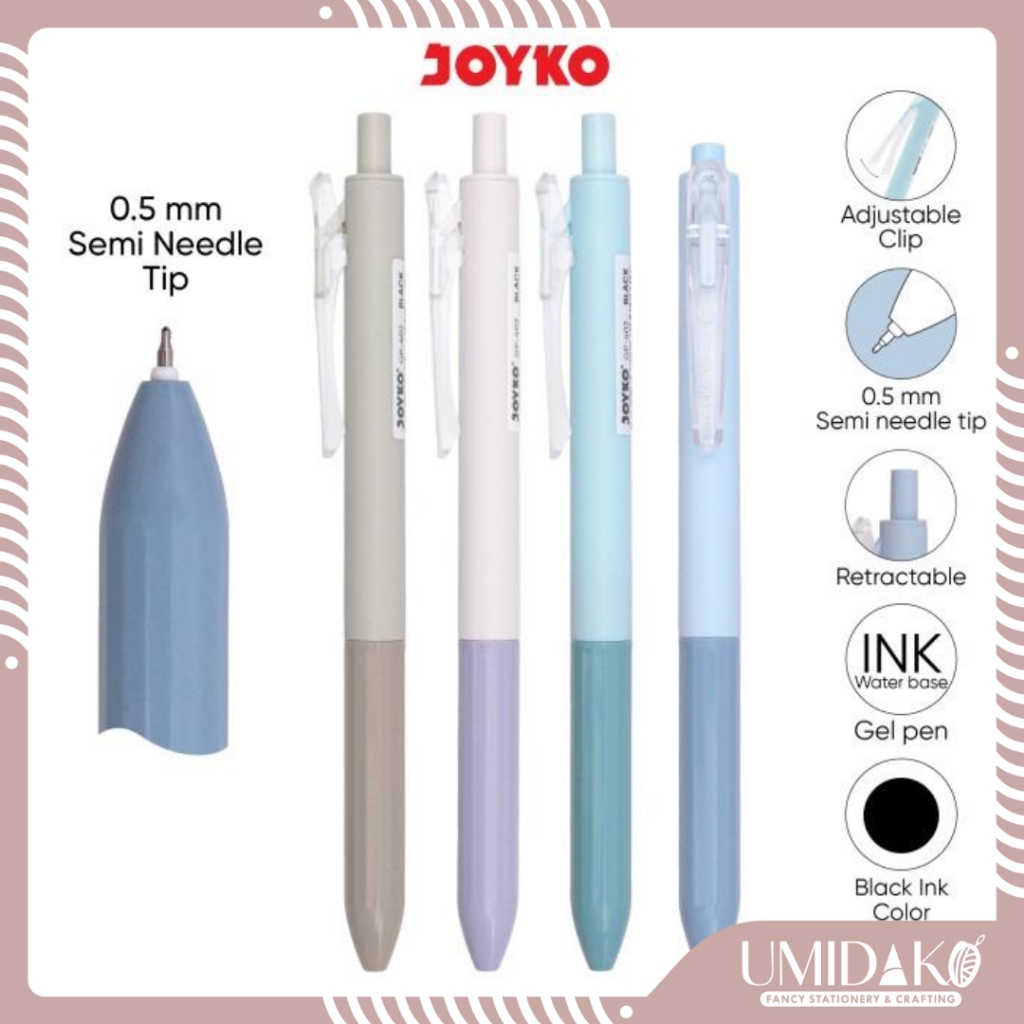 

[UMIDAKO] GEL PEN PULPEN PENA JOYKO 0.5MM | KUALITAS TERBAIK | BOLPEN GEL TINTA HITAM SEMI NIDDLE TIP 0.5MM