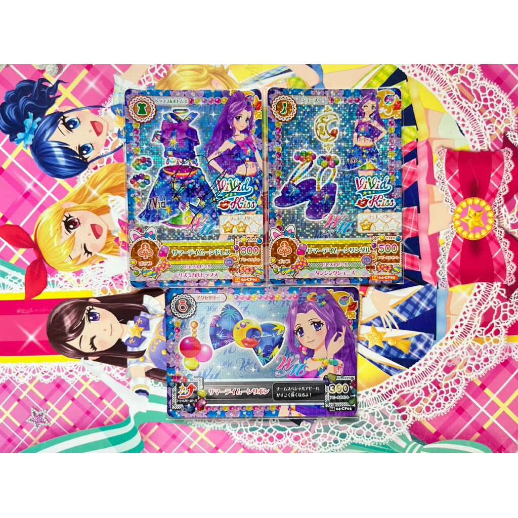 Kartu Aikatsu Jepang Mizuki Kanzaki Jepang WM Unit Summer Day Moon Set Vivid Kiss Mikuru Natsuki Cam