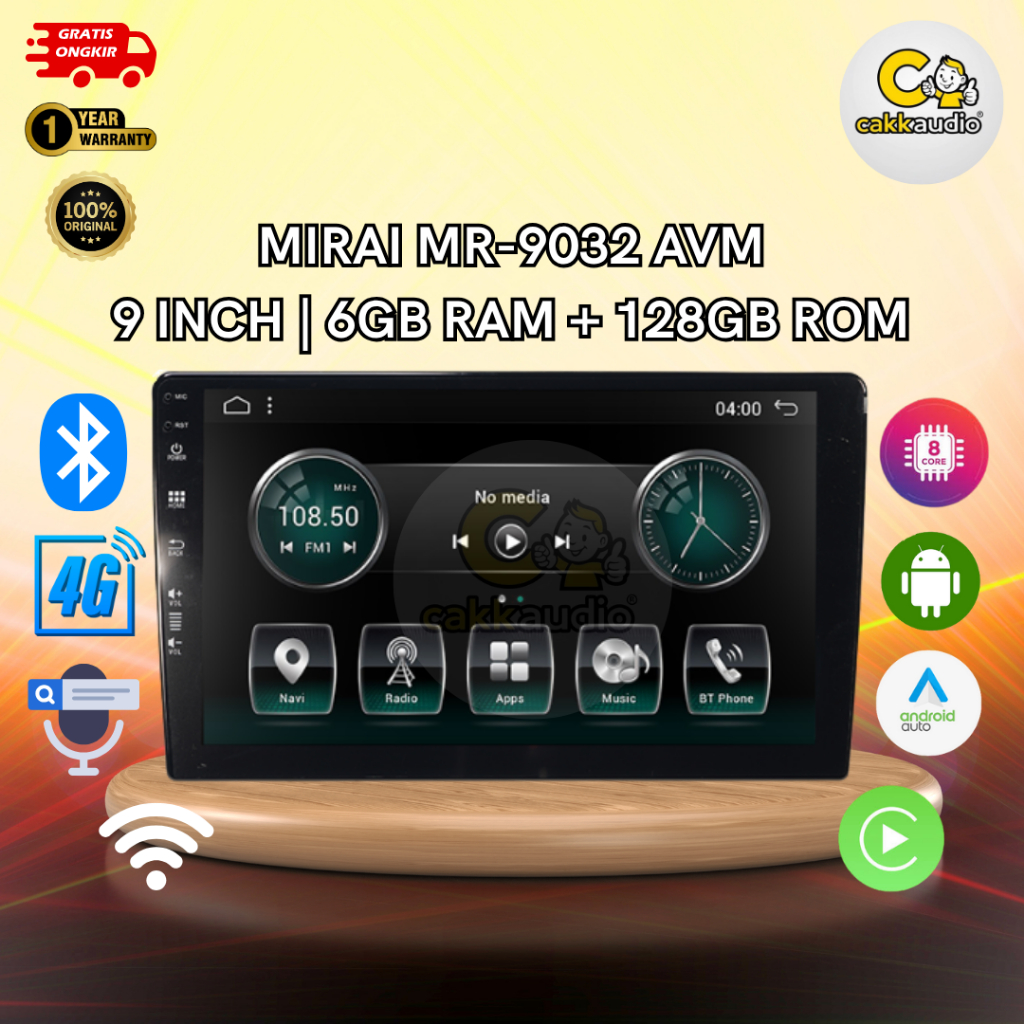 Head Unit Android Mobil Mirai MR-9032 AVM | 9 Inch | 6GB Ram + 128Gb Rom