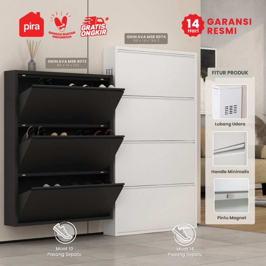 PIRA - GION AVA MSR Rak Sepatu Besi / Lemari Sepatu / Rak Sepatu Susun Tertutup