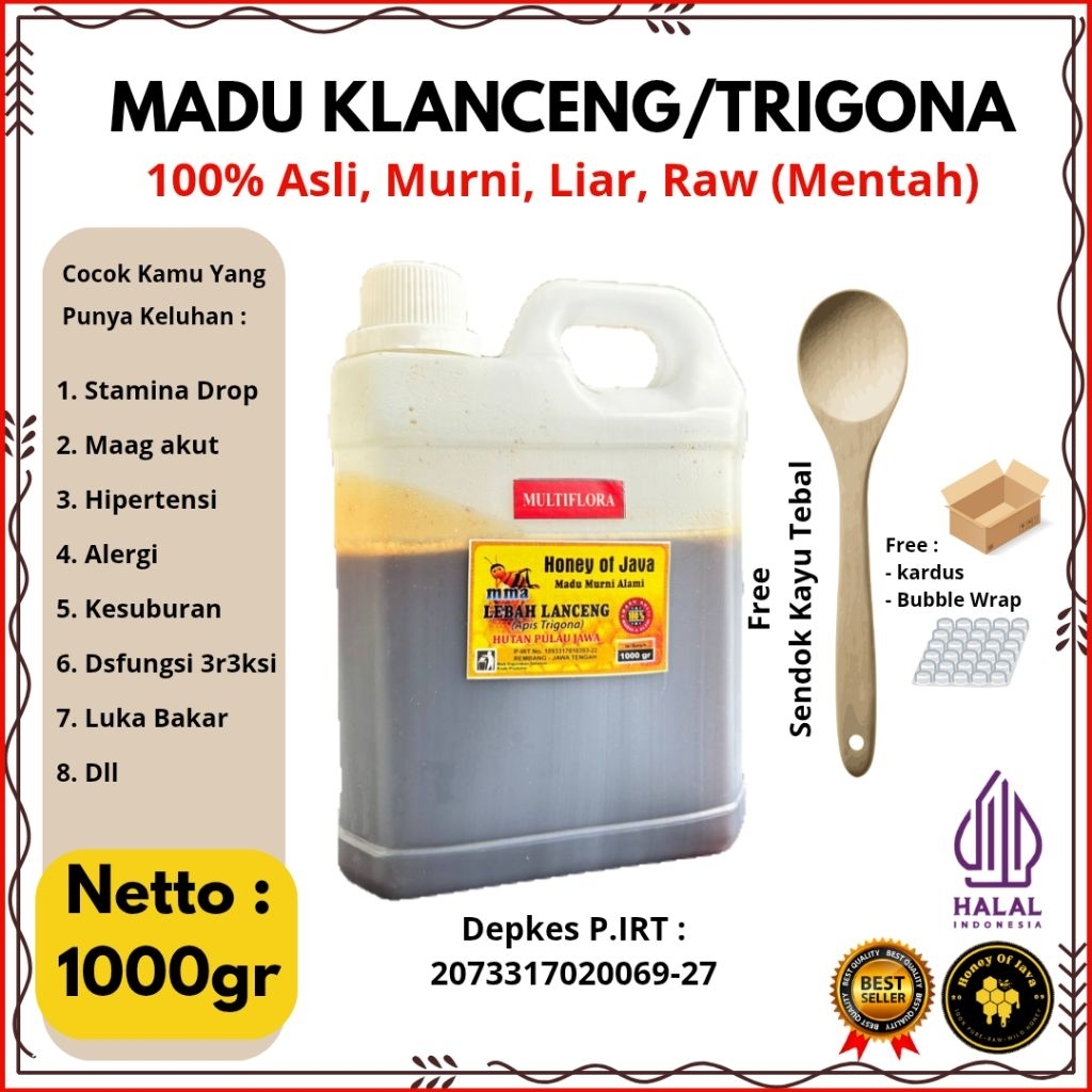 

Madu Klanceng Asli 1000 gr – Raw Honey Trigona Multiflora – Untuk Maag, Stamina, Diabetes – Honey of Java