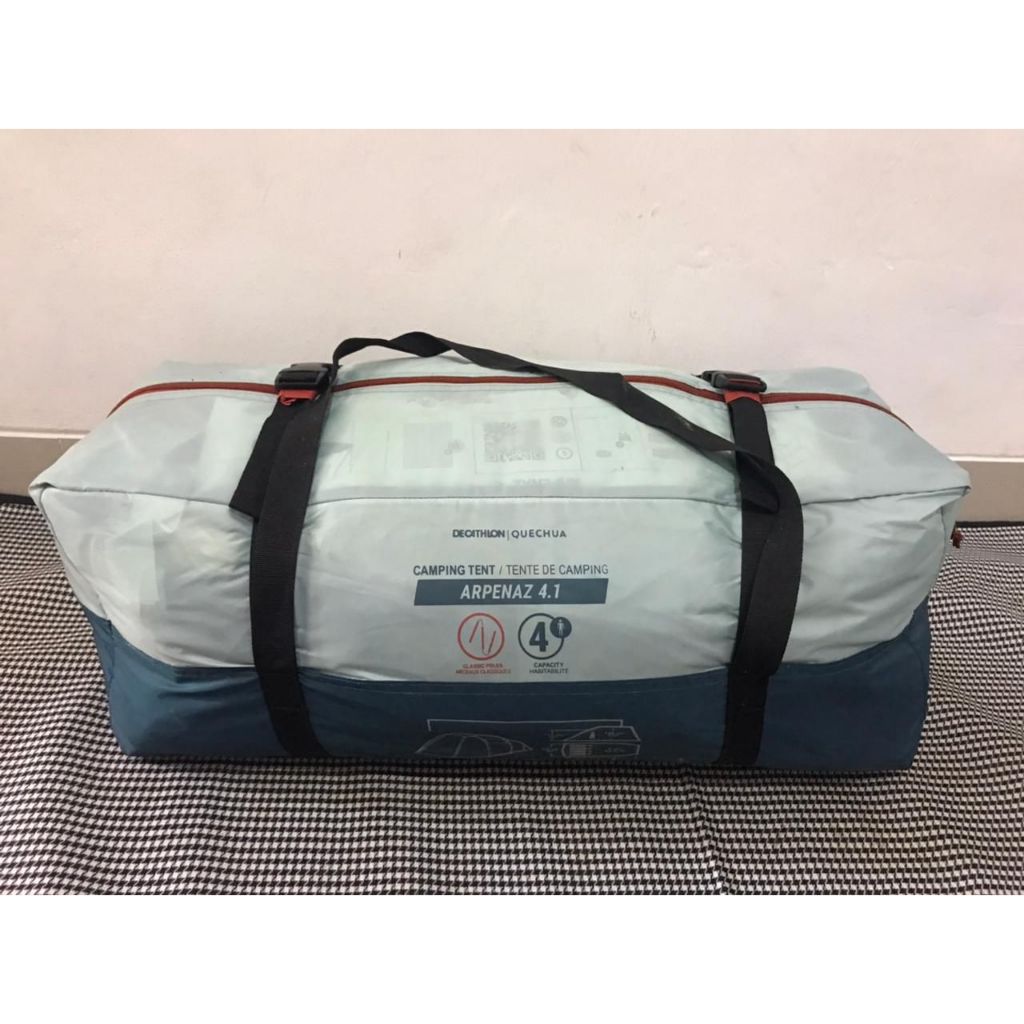 Camping Tent w/ Poles Arpenaz 4.1 F&B 4 Persons 1 Bedroom + Awning Arpenaz Fresh Original NEGO