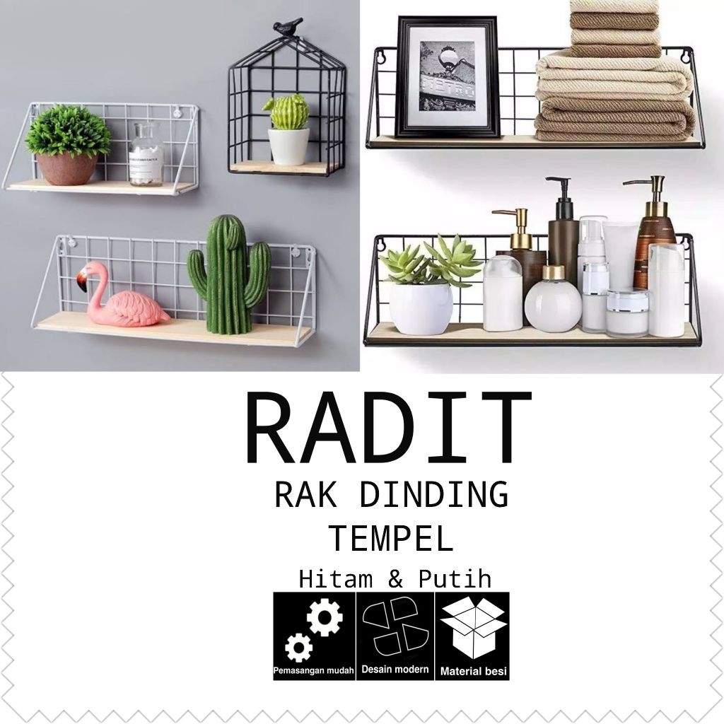 Rak Dinding Tempel Besi RADIT | Rak Pajangan Minimalis Modern