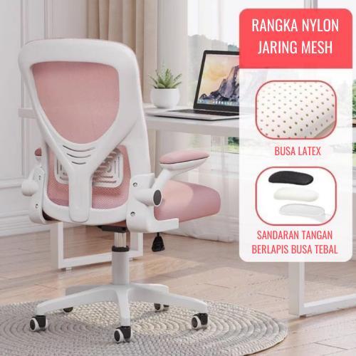 Lune - kursi kantor jaring - kursi belajar jaring - tangan 90° - Merah Muda