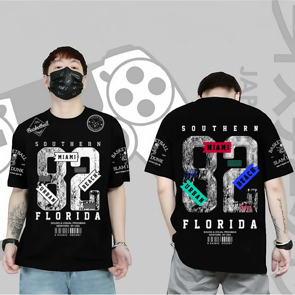 BAJU KAOS ANGKA PRIA 82 FLORIDA SOUTHERN ORIGINAL KAOS PRIA KEKINIAN DAN TRENDY KAOS COMBET 30S BLAC