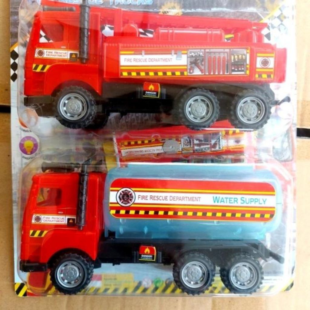 Mainan Mobil Truk Pemadam Kebakaran isi 2 - Miniatur Mobilan Damkar Anak Laki Cowok