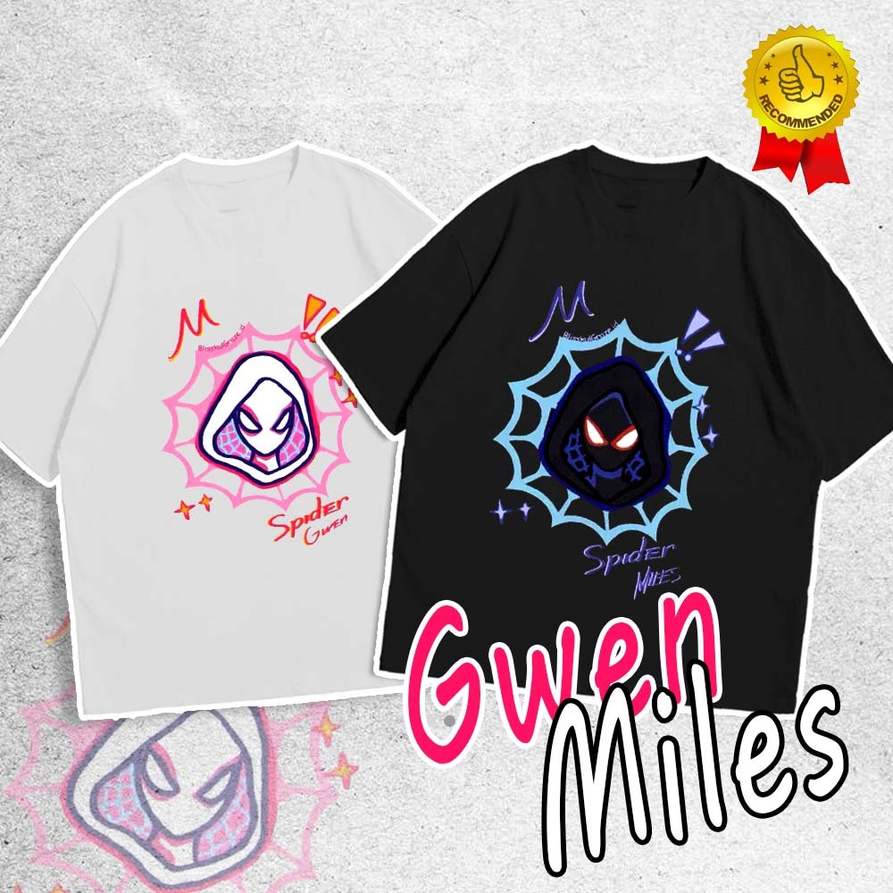 Kaos Couple Spider Gwen & Miles Z3 DEWASA | Couple Spiderman | Tshirt Couple | kaos couple pasangan 