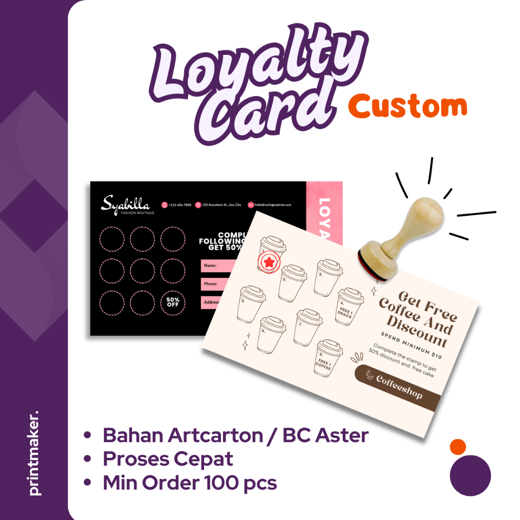Kartu Stempel Loyalty/Loyalty Card Custom – Untuk Promo Usaha / Kedai / Coffee Shop