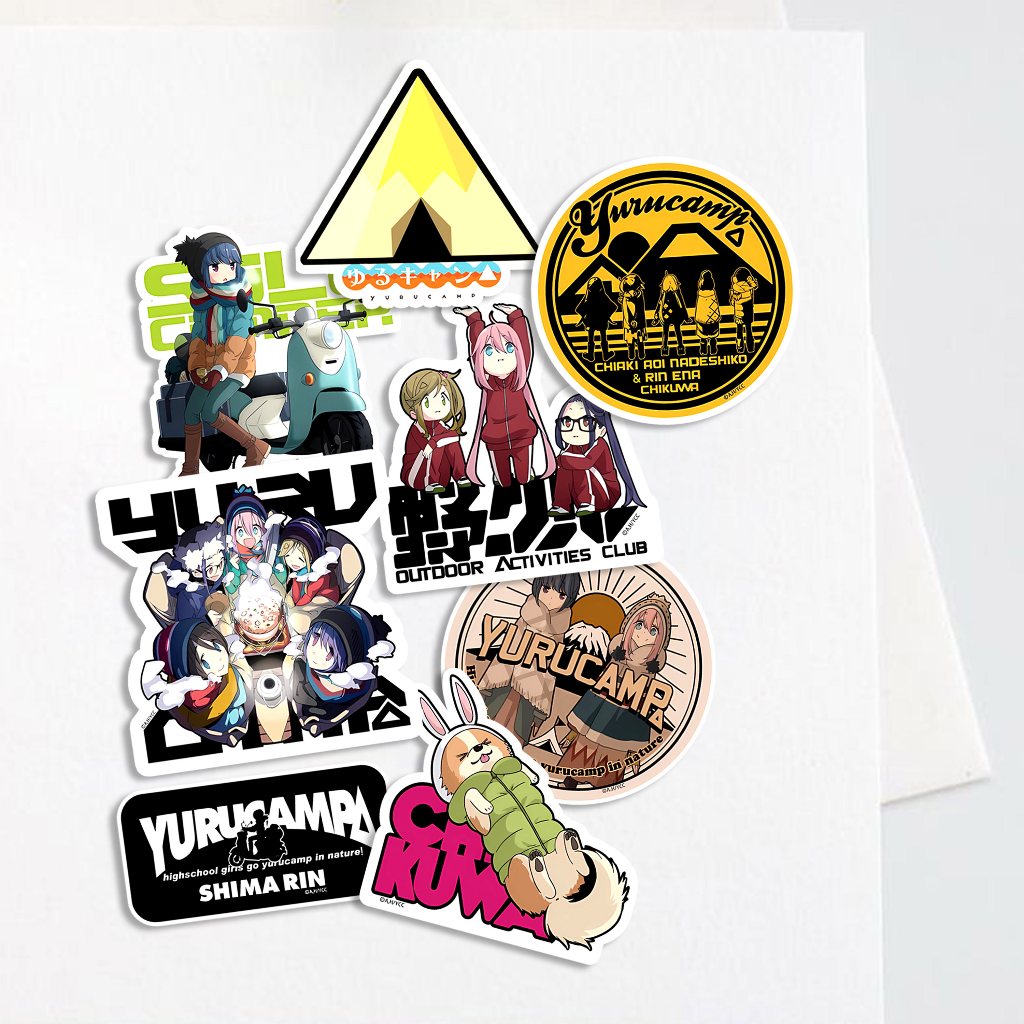

Sticker Anime Yuru Camp Aesthetic Stiker Waterproof (8pcs)