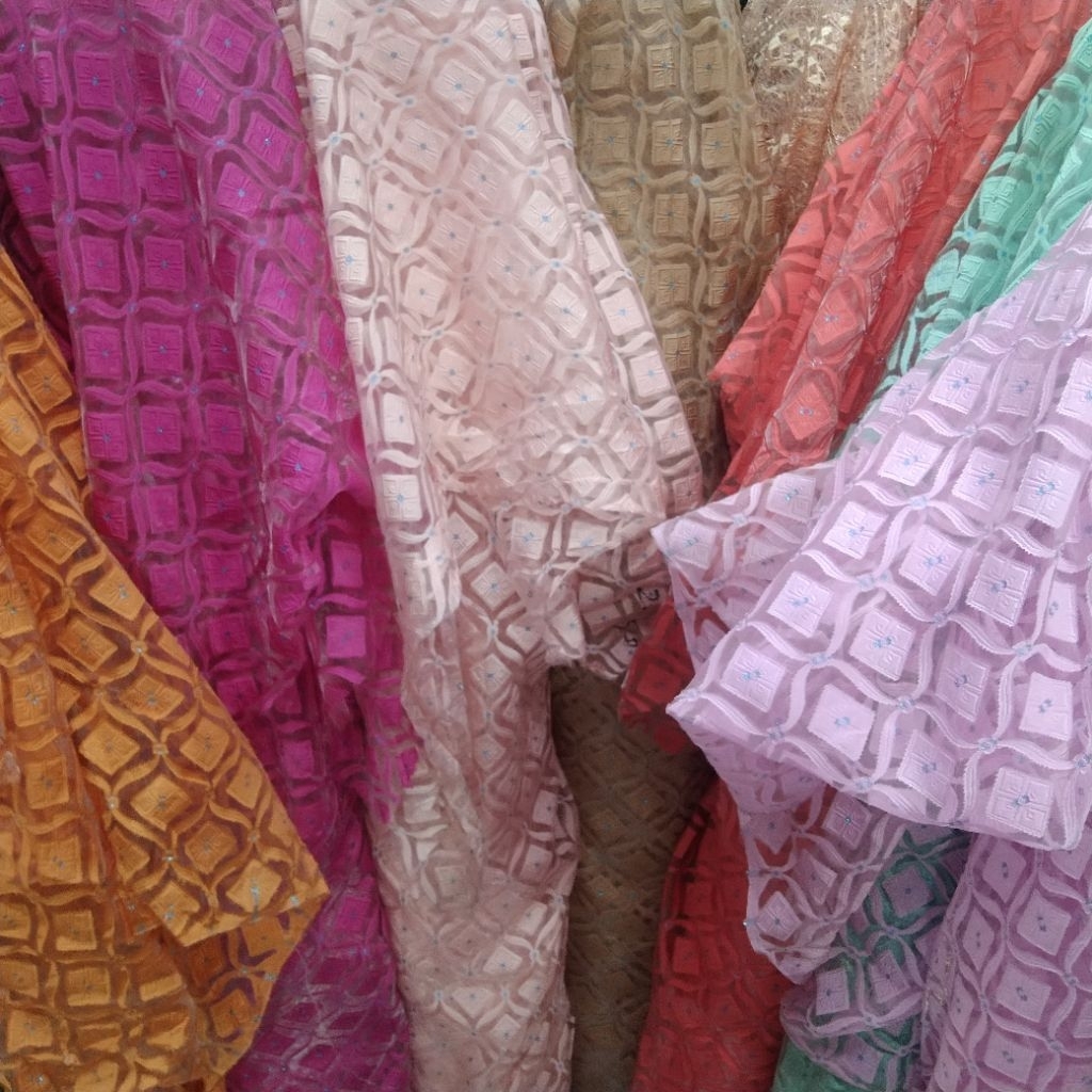 Kain organza bordir | Harga/0,5m | bahan organza bordir| bahan organza bordir | kain organza bordir.