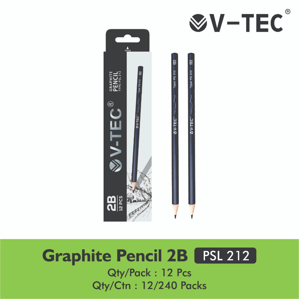 

V-TEC Graphite Pencil 2B PSL-212 Isi 12PCS