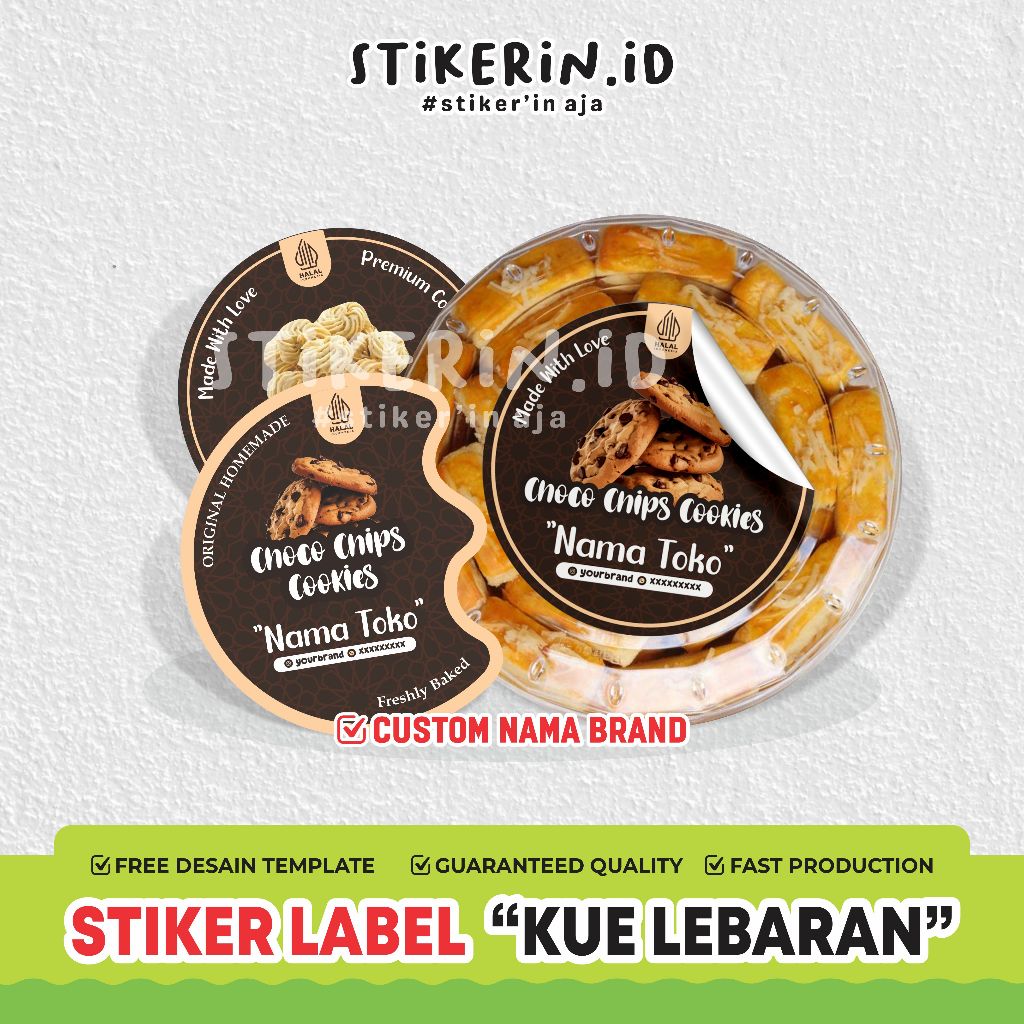 

Stiker Label Kemasan Kue Kering / Stiker Nastar / Kue Kering Toples Lebaran / Free Cutting