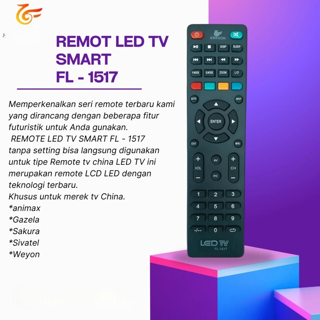 Remot TV Sakura Animax Gazzela LED LCD Aoyama China Ikedo FL-1517