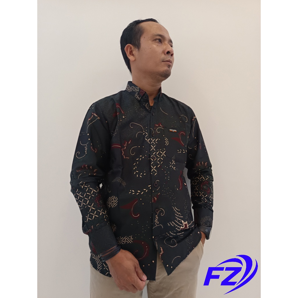 FZ Kemeja Batik Lengan Panjang Pria Dewasa Slimfit Katun Premium