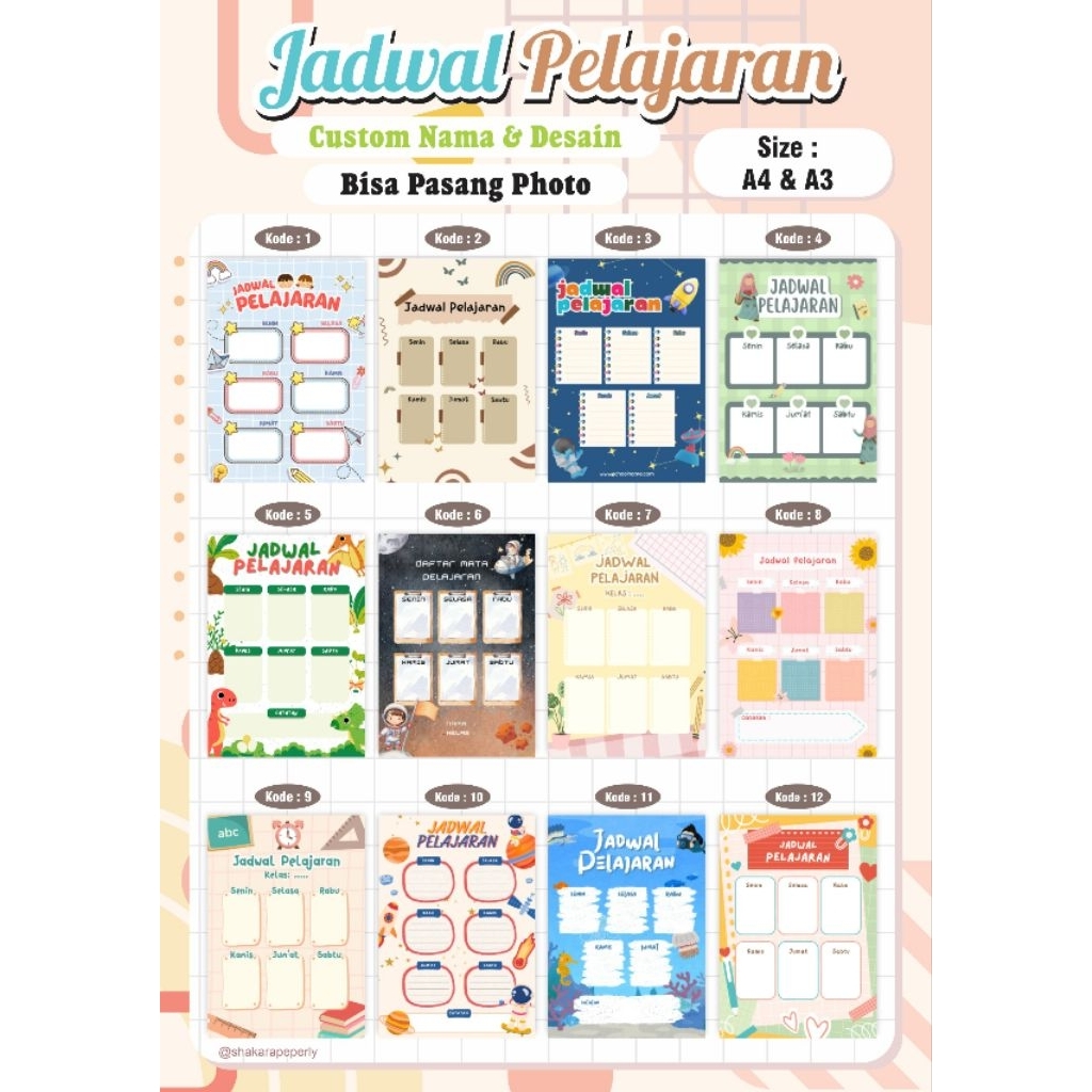 

Poster Jadwal Pelajaran / Jadwal piket termurah Free ketik