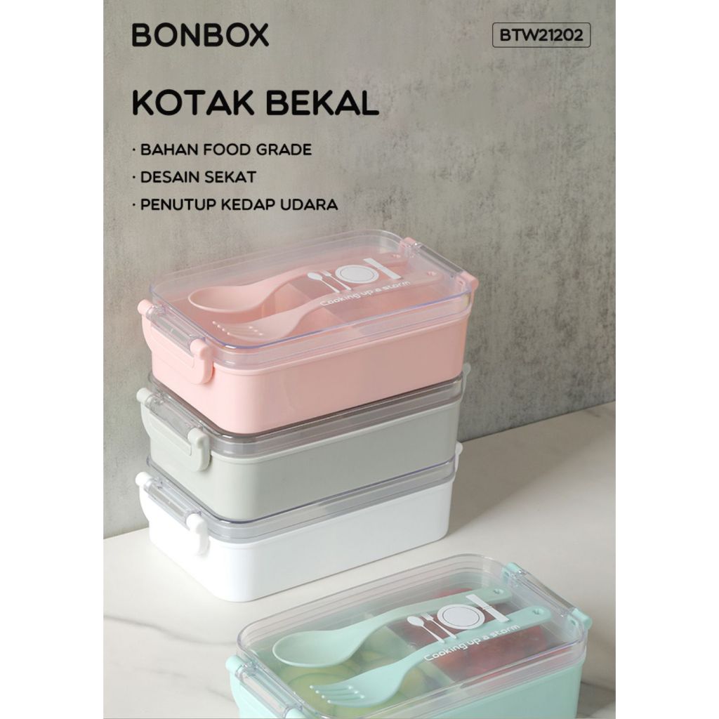 Lunch Box 2 Sekat Anti Tumpah Food Grade Tableware Kotak Makan Wadah Bekal Makan Tepak Makan Tebal /
