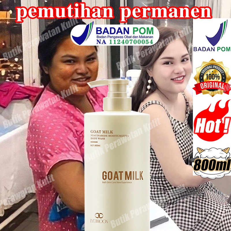 Pemutih badan Sabun badan pemutih Sabun cair 800ML Body Wash Susu Kambing Whitening shower gel pemut