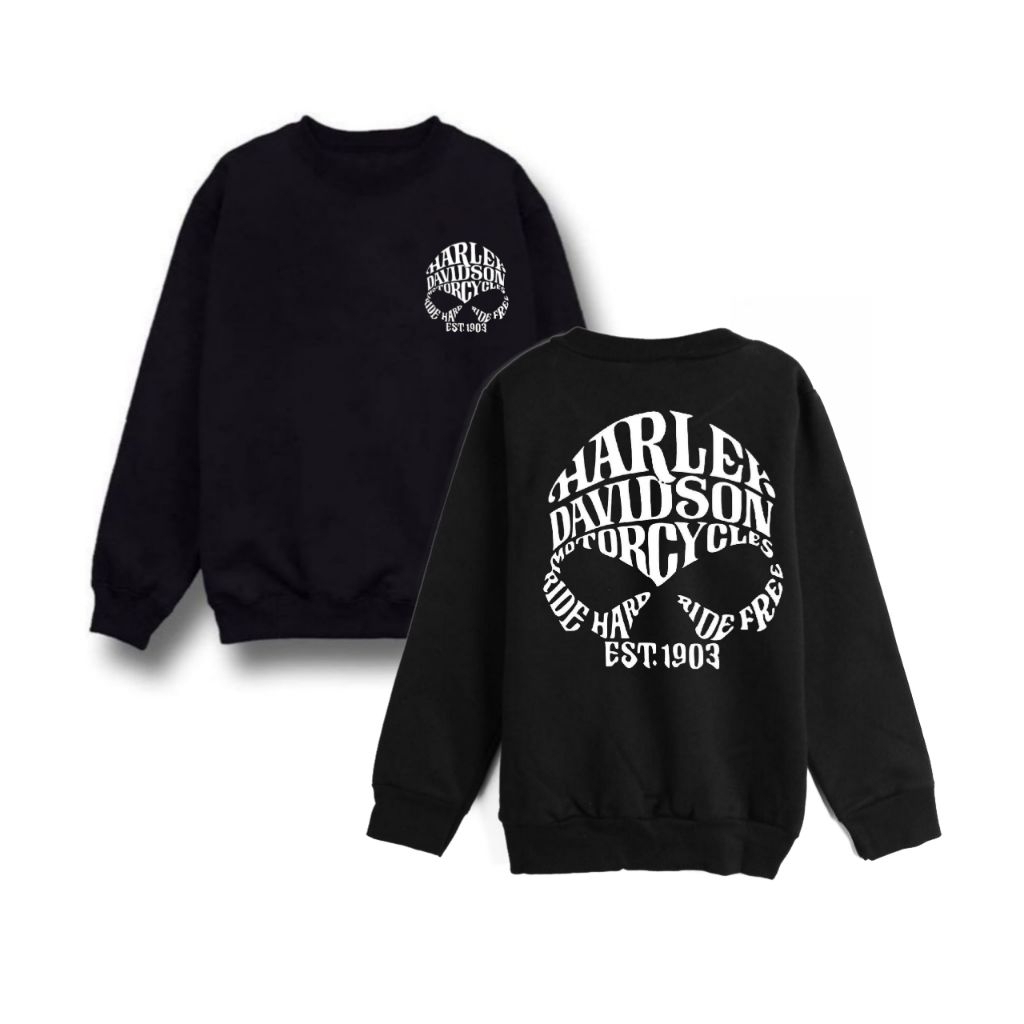 crewneck Harley Davidson baju hitam panjang pria wanita distro