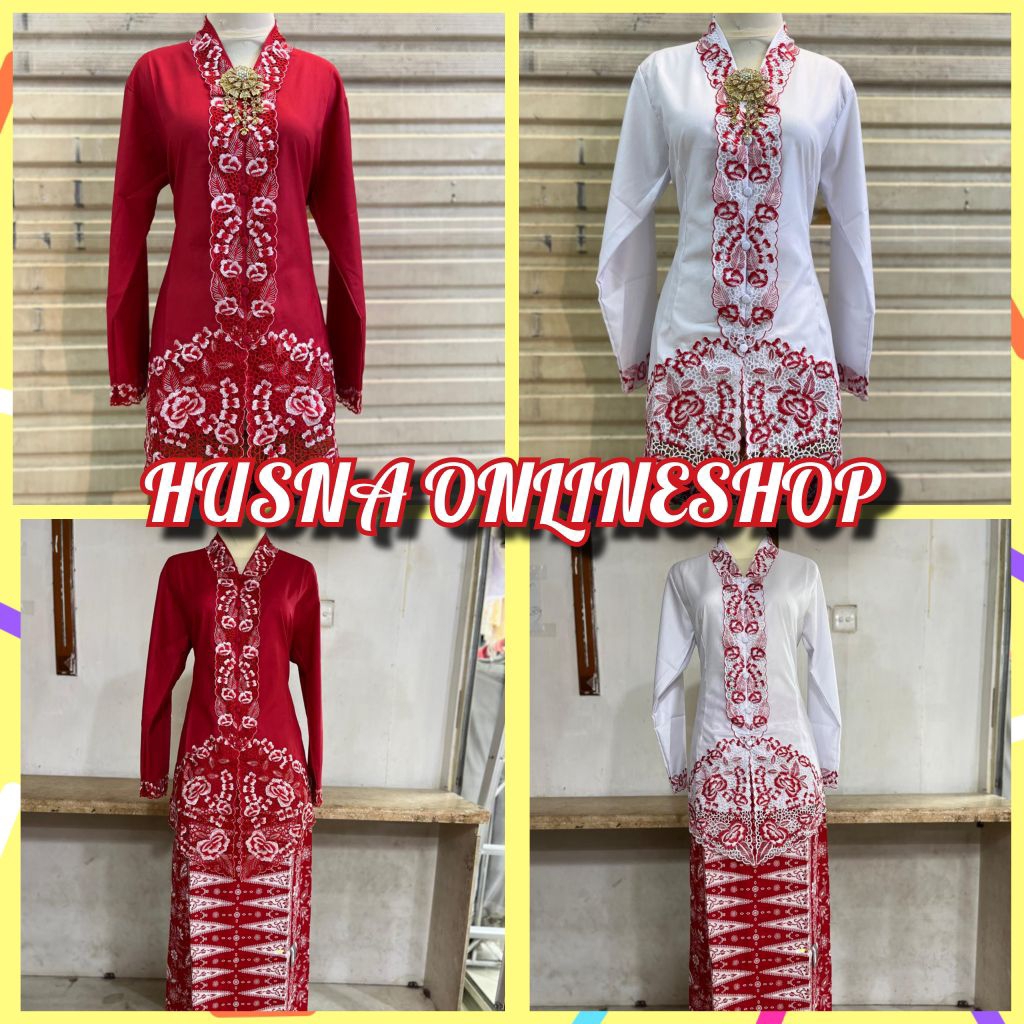 Setelan Kebaya Merah Putih/Kebaya Encim Seragaman/Kebaya Agustusan Katun/Kebaya Encim Jumbo