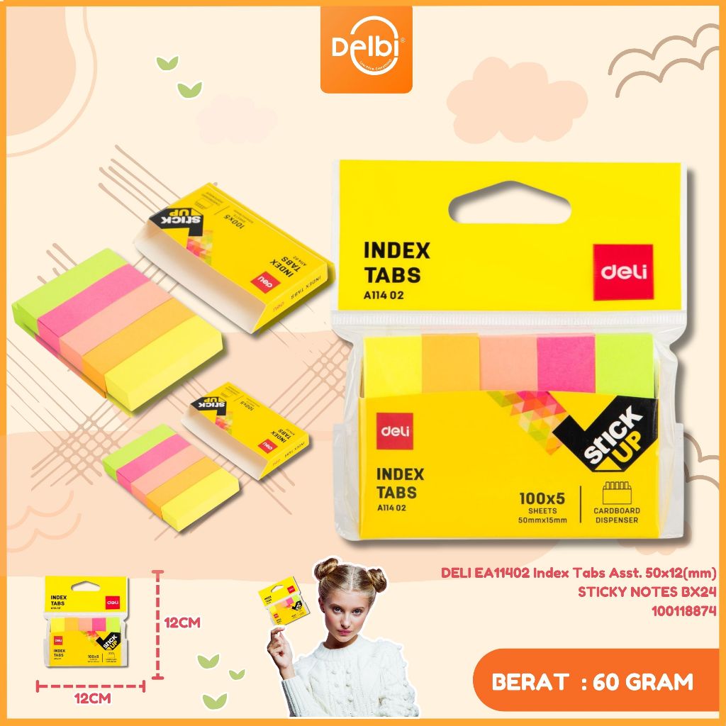 

Deli Index Tab Plastik Sign Here 100 sheets EA11402 EA11402 Index Tabs Asst. 50x12(mm)