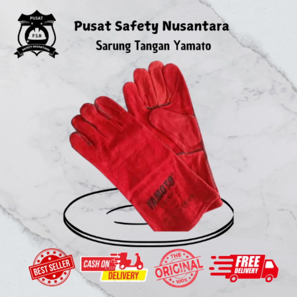 Sarung Tangan LAS YAMOTO MERAH / Sarung Tangan Safety Las / Sarung Tangan