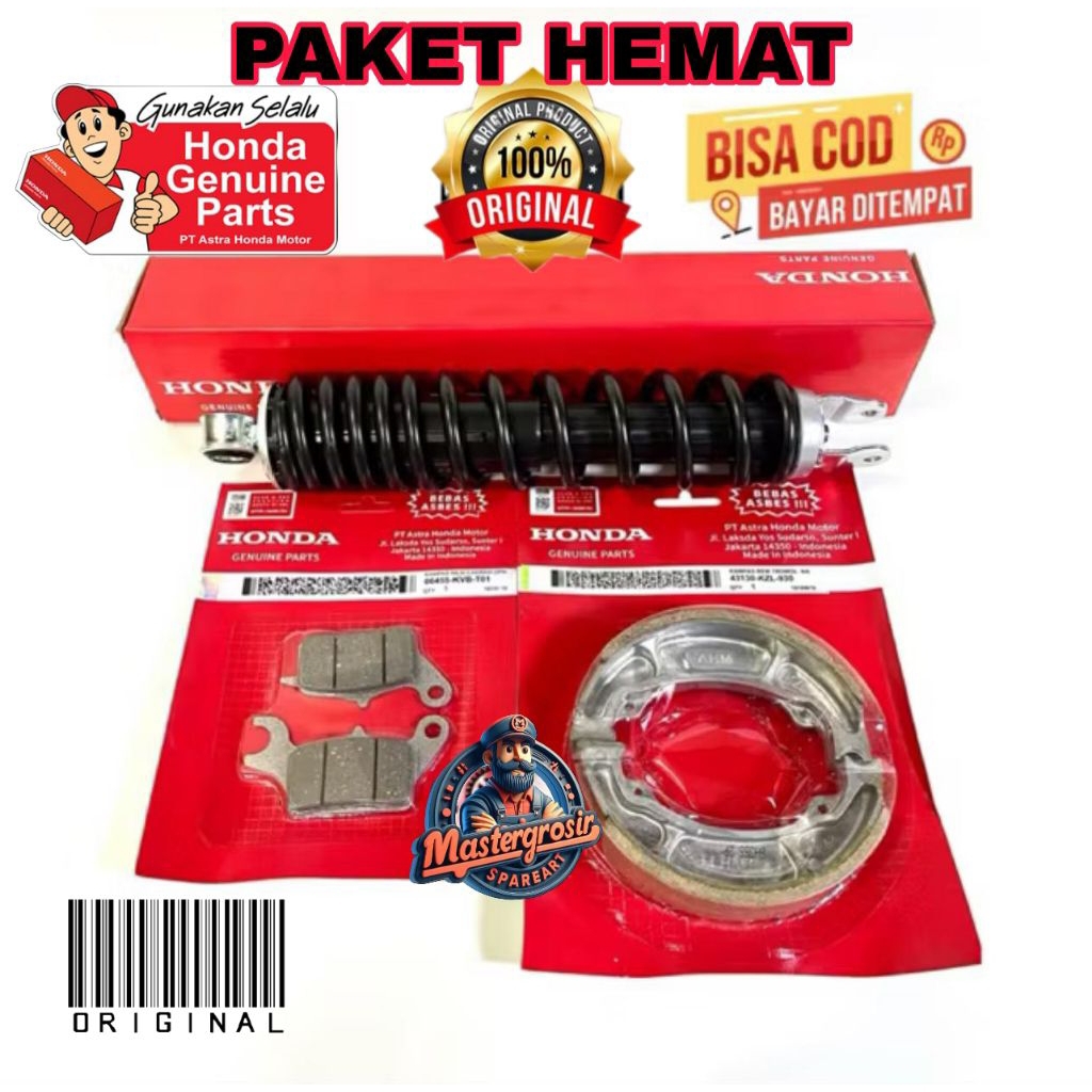 PAKET MURAH SHOCKBLEKER BELAKANG DAN KAMPAS REM DEPAN BELAKANG MOTOR HONDA BEAT FI , BEAT ESP , BEAT