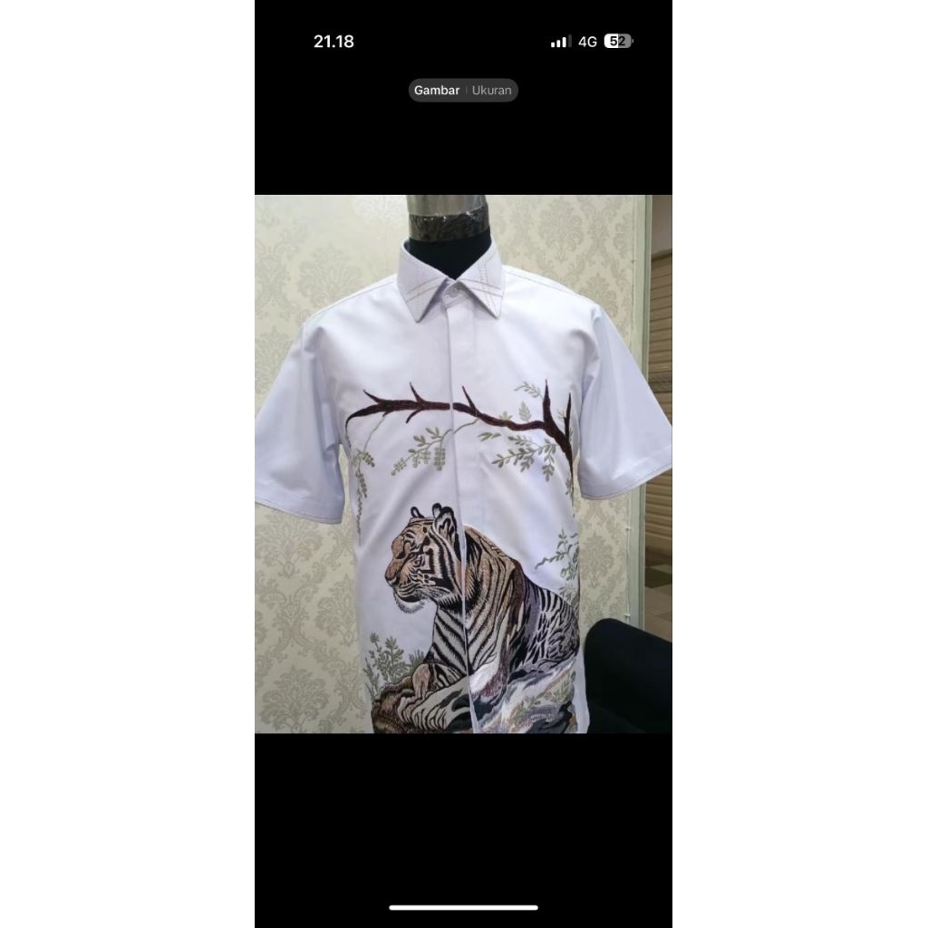 kemeja bordir harimau ciling