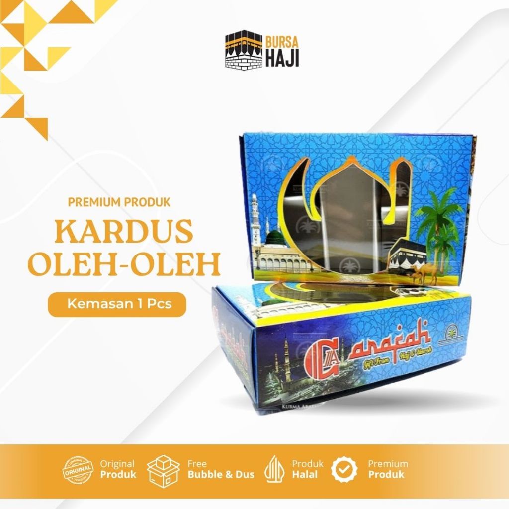 

Ecer / Dus Oleh oleh Haji Umrah 5 Sekat Kardus Souvenir Premium Printing Belum Dilipat