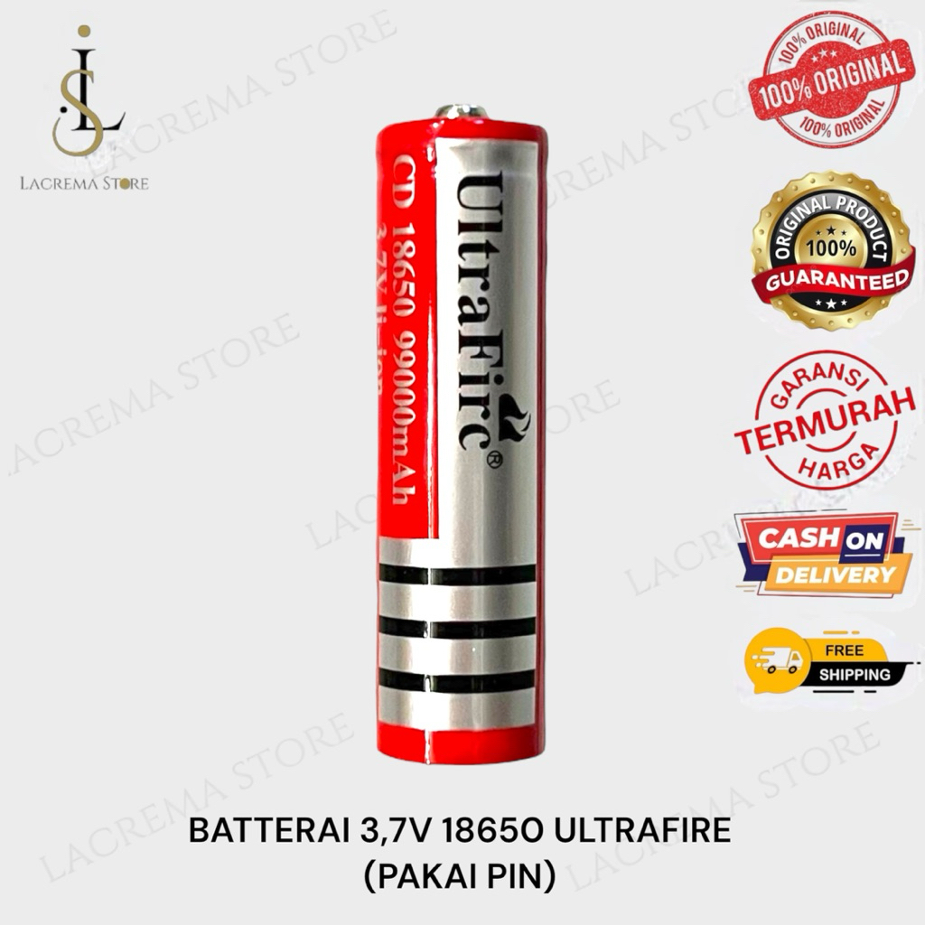 BATERAI 3,7 VOLT ULTRALFIRE 18650 | RECHARGE BATTERY