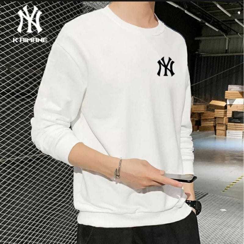 Crewneck NY Pria Wanita Sweater Putih Ukuran M L XL XXL // Sweater Cowok Kekinian