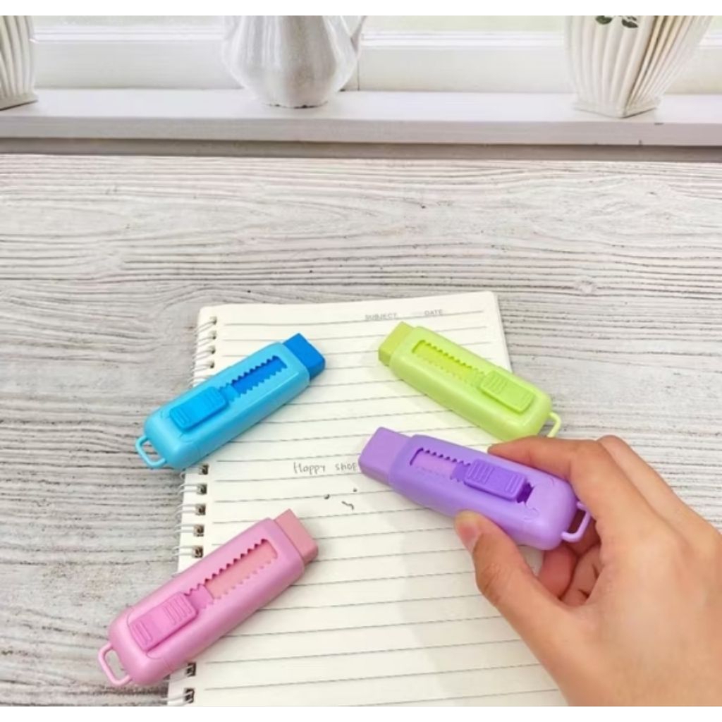 

Penghapus Model Cutter Penghapus Sliding Warna Pastel 4 Varian Penghapus Lucu Unik Termurah