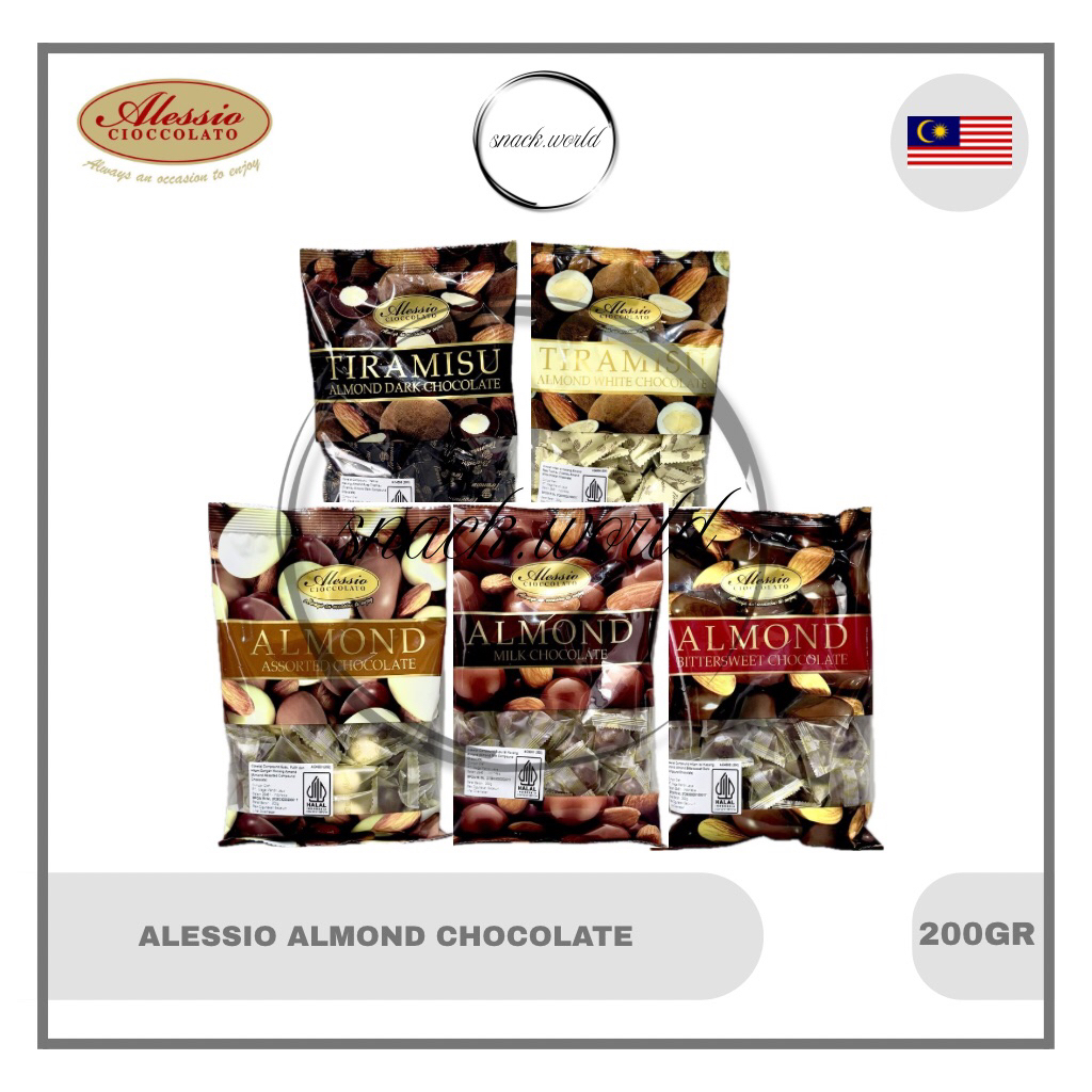 

Alessio Tiramisu Almond Chocolate Coklat White Dark milk Bittersweet