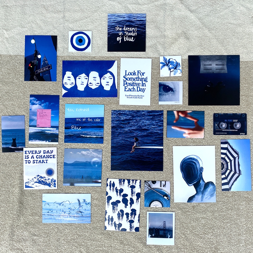 22 PCS Poster Aesthetic Biru Blue Vibes – Wall poster Tema Blue Aesthetic untuk Dekorasi Dinding Kam